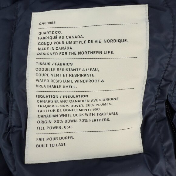 NEW 👌 QUARTZ Co. NWOT Champlain Forward Hooded Down Navy Blue Puffer Parka XS - Picture 14 of 16